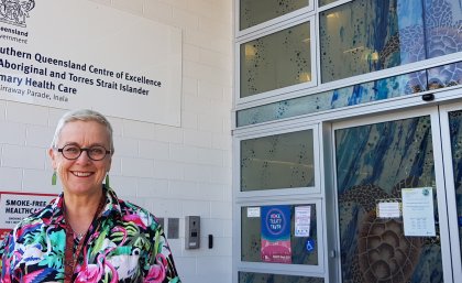 Dr Debra Askew outside her office